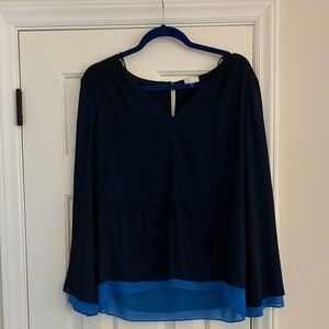 Ecru Navy and Blue Women's Blouse